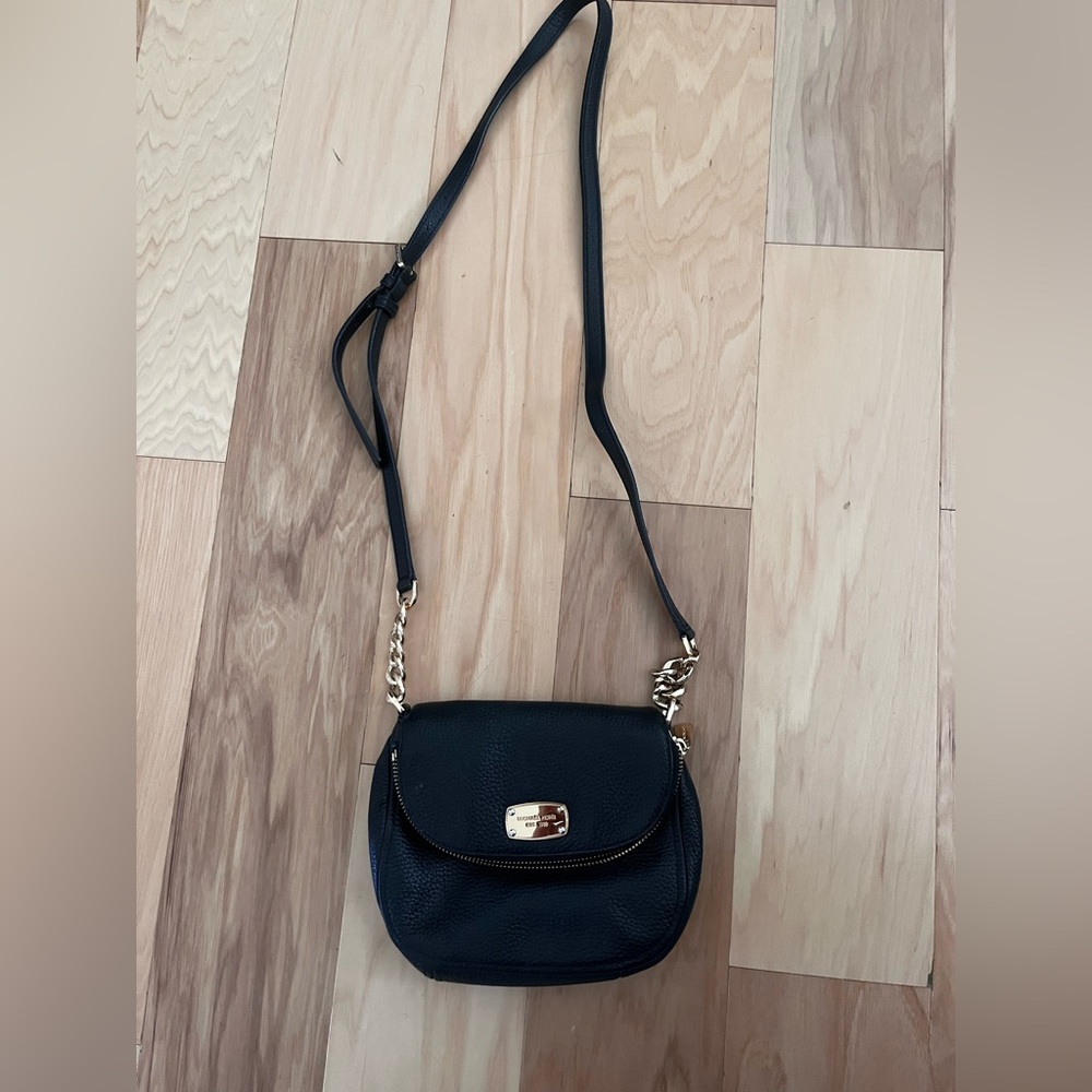 Michael Kors Black Crossbody Bag with Gold Accents